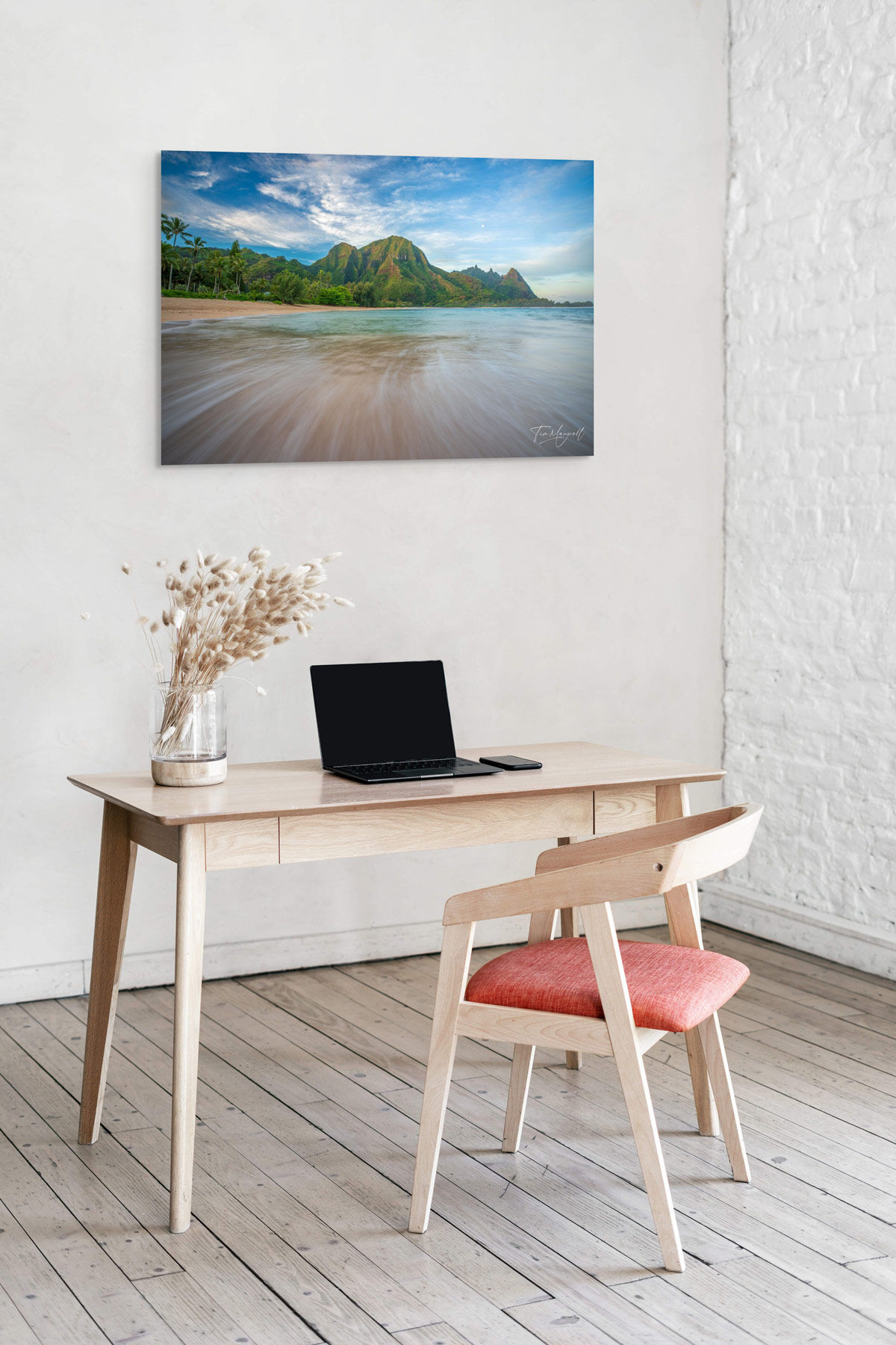 Makana Morning Glow hung in a minimal home office setting