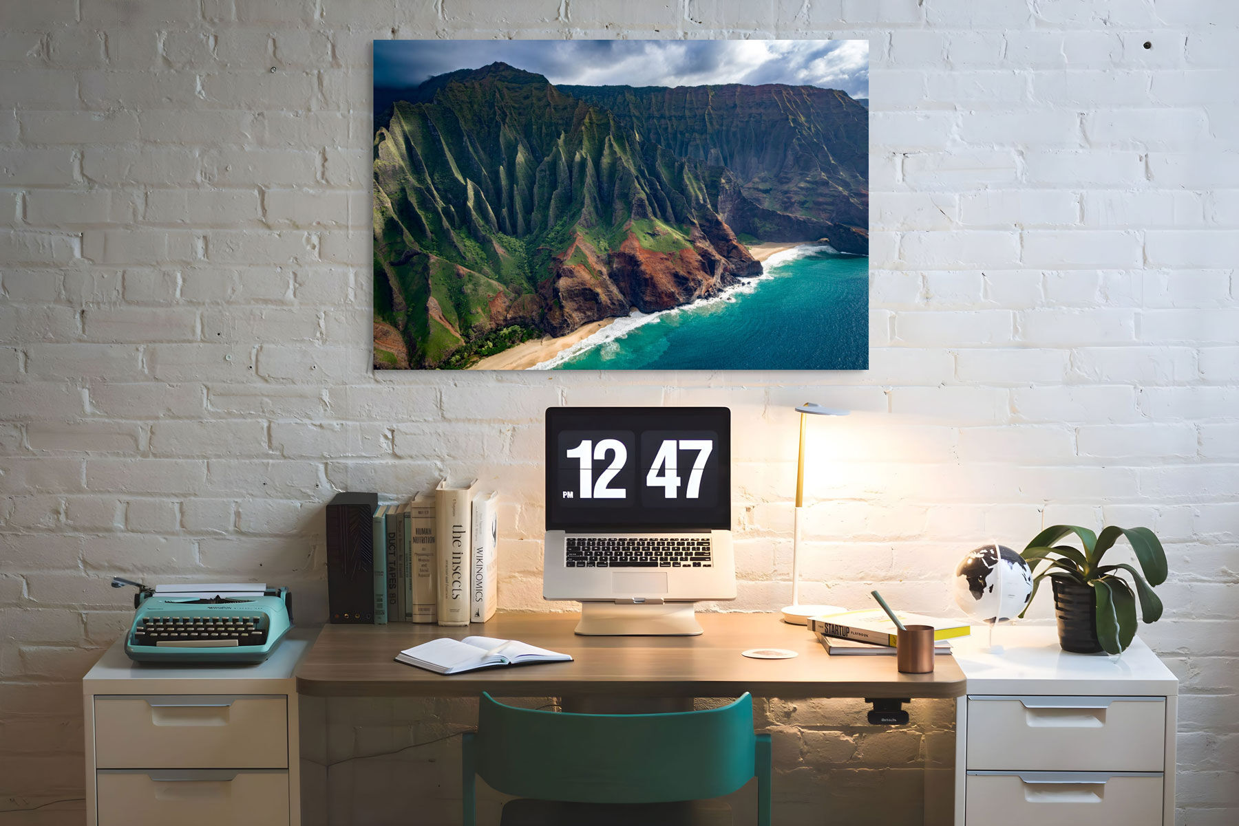 Frameless acrylic print of Cathedrals of the Coast from Kauai, Hawaii